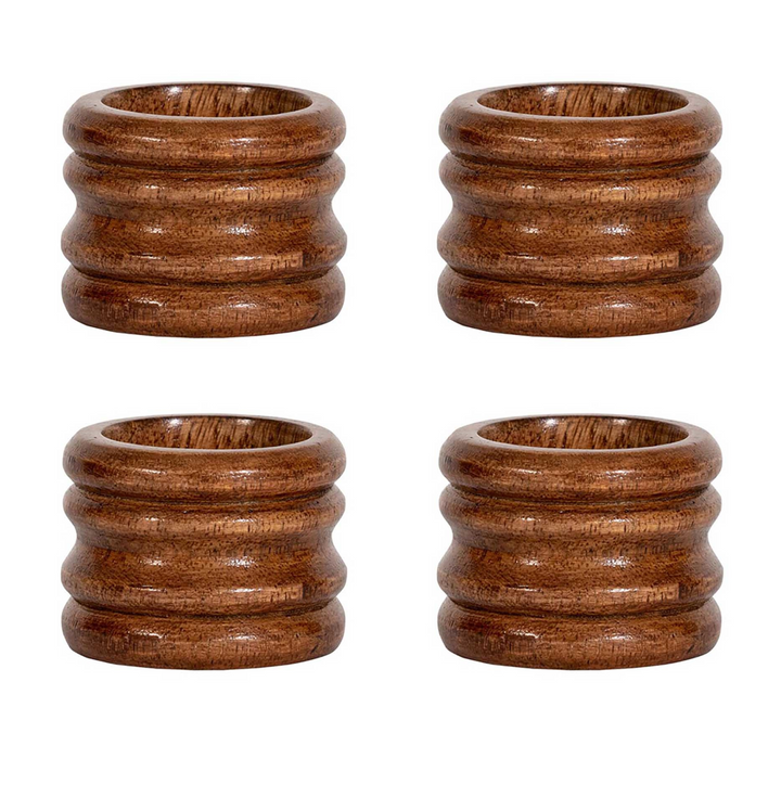 Bilbao Wood Napkin Ring Set/4