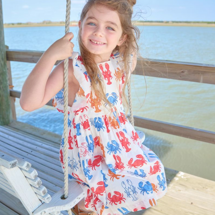 Girls Elsie Dress - Lobsters and Crabs
