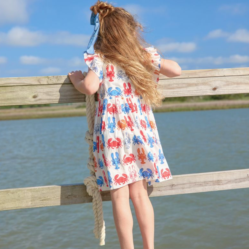 Girls Elsie Dress - Lobsters and Crabs