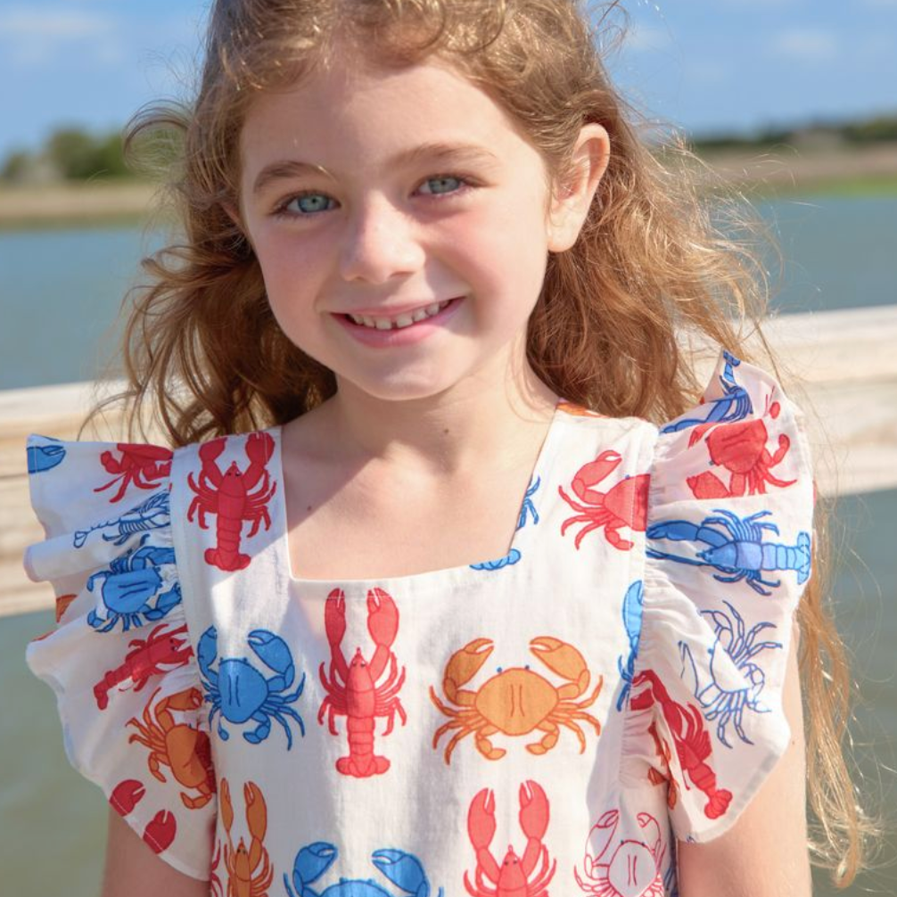 Girls Elsie Dress - Lobsters and Crabs