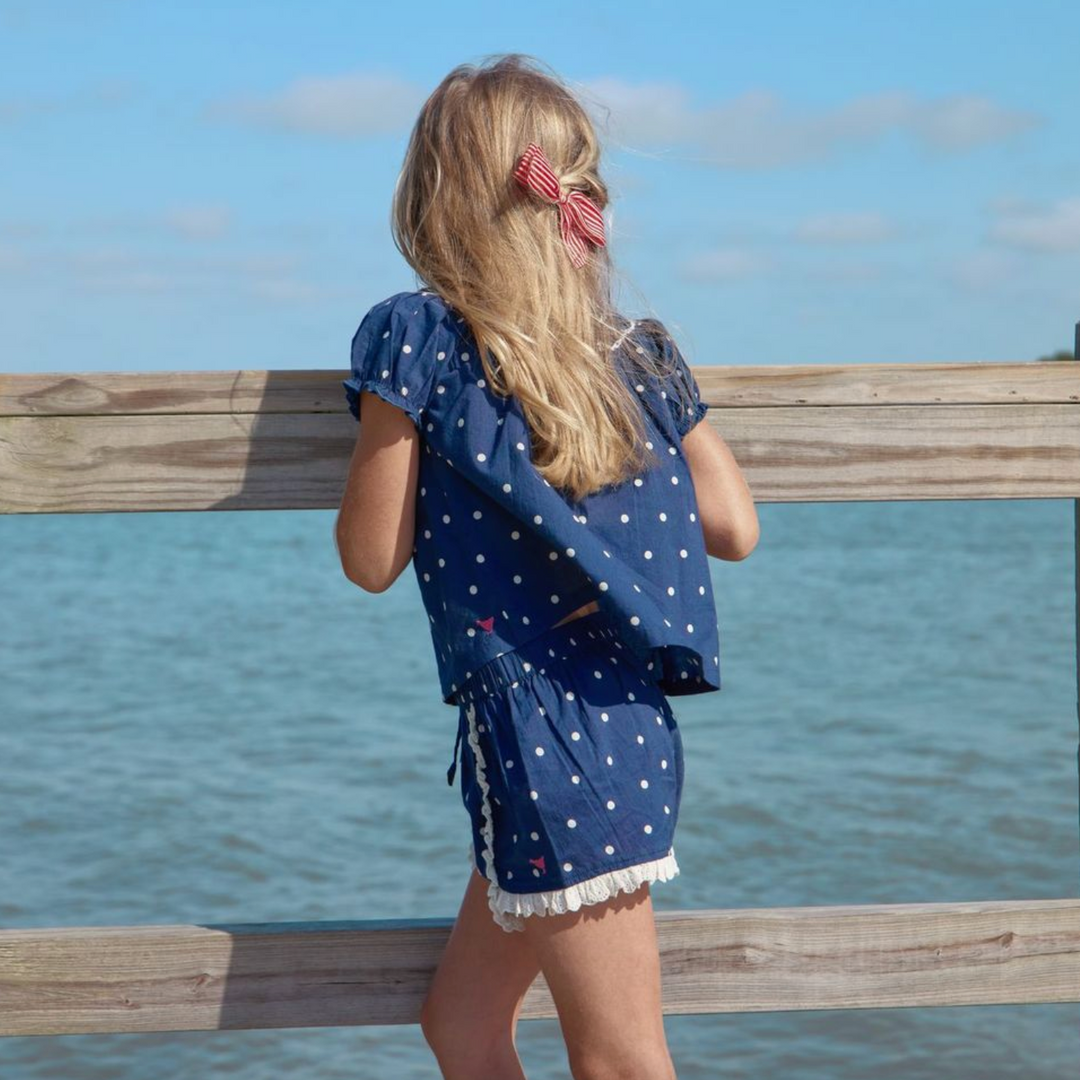 Girls Millie 2-PC Set - Navy Dot