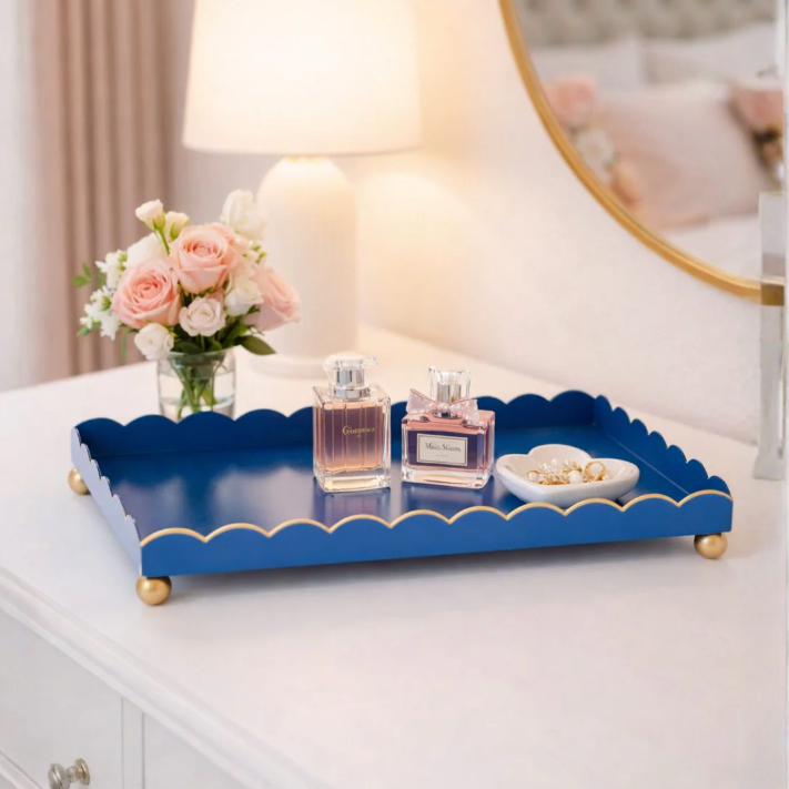Rectangular Eloise Navy Blue & Gold Tray