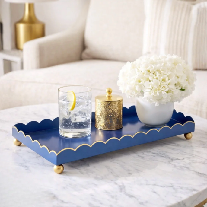 Rectangular Eloise Navy Blue & Gold Tray