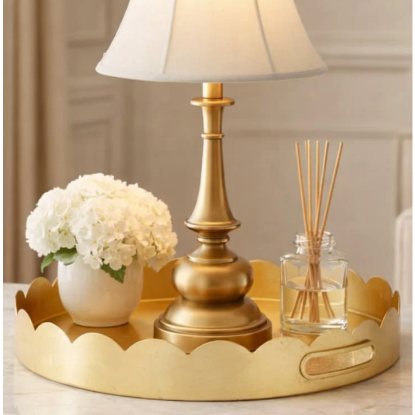 Gold Leaf Scalloped Metal Tray