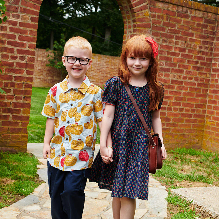 Girls Elizabeth Dress - Navy Carnation