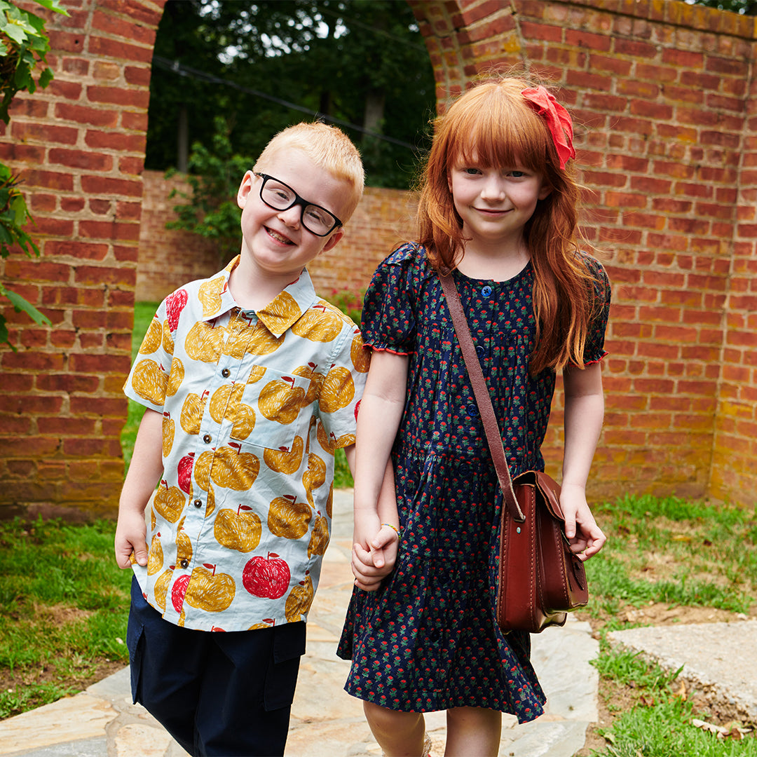 Girls Elizabeth Dress - Navy Carnation