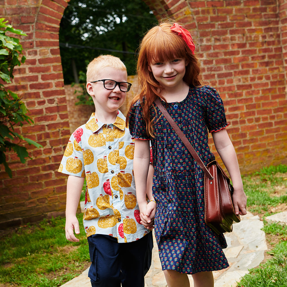 Girls Elizabeth Dress - Navy Carnation