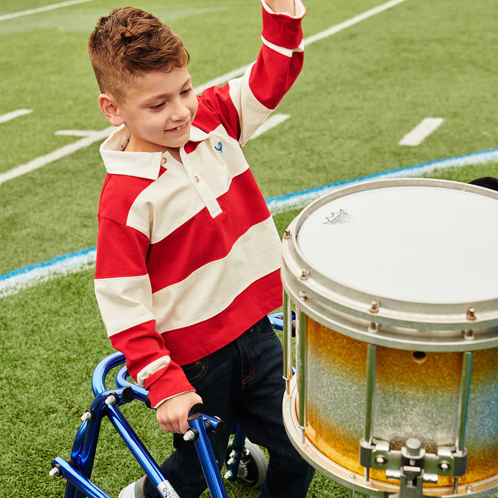 Boys Albert Rugby Shirt - Red & White