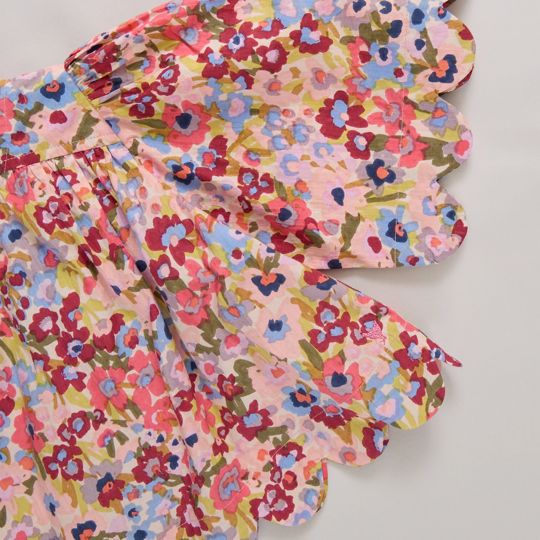 Girls Scallop Misha Top - Burgundy Sketched Floral