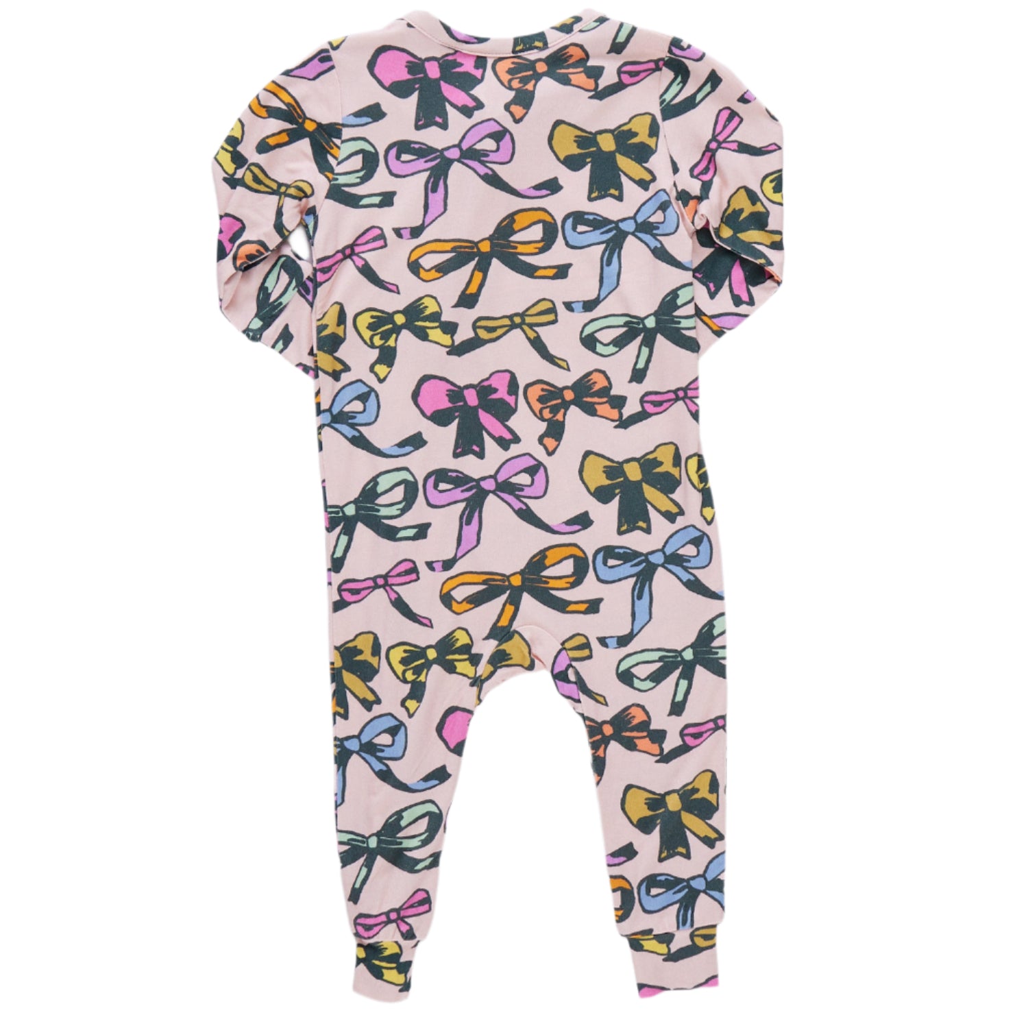 Pink Chicken Baby Ruffle Bamboo Romper - Candy Cane Bows