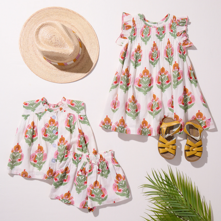 Girls Jaipur Dress - Pink Bellflower