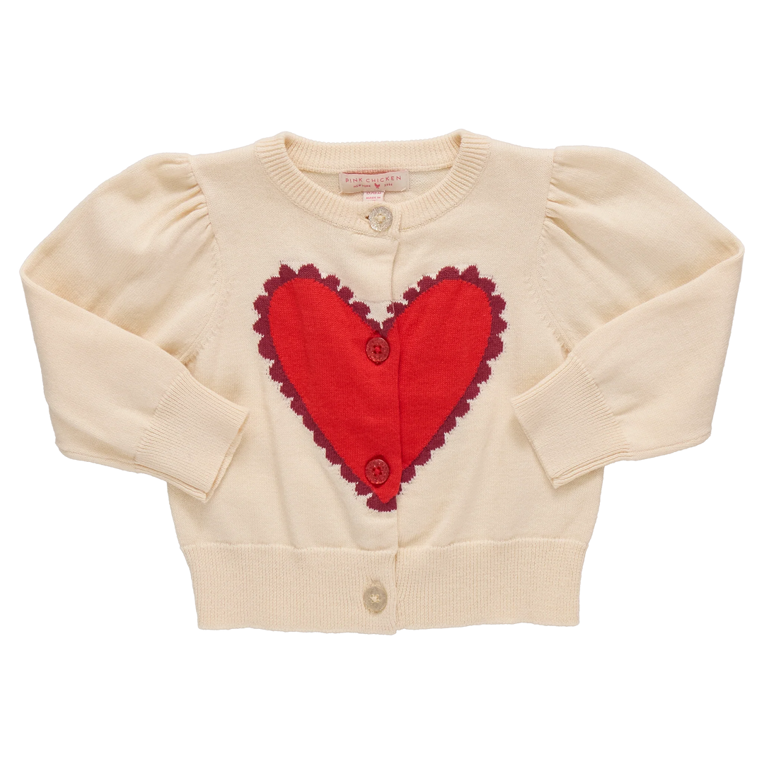 Girls Constance Sweater - Scalloped Heart