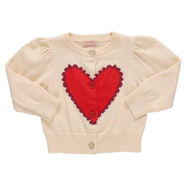 Girls Constance Sweater - Scalloped Heart