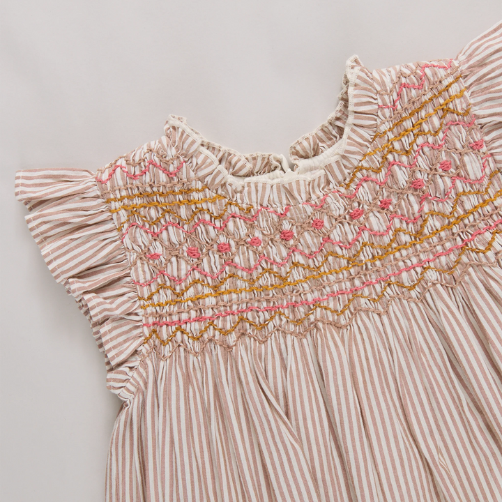 Baby Girls Stevie Dress - Tawny Brown Stripe