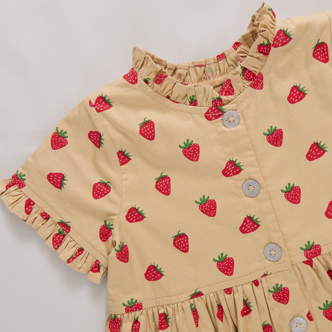 Girls Autumn Dress - Tossed Strawberries