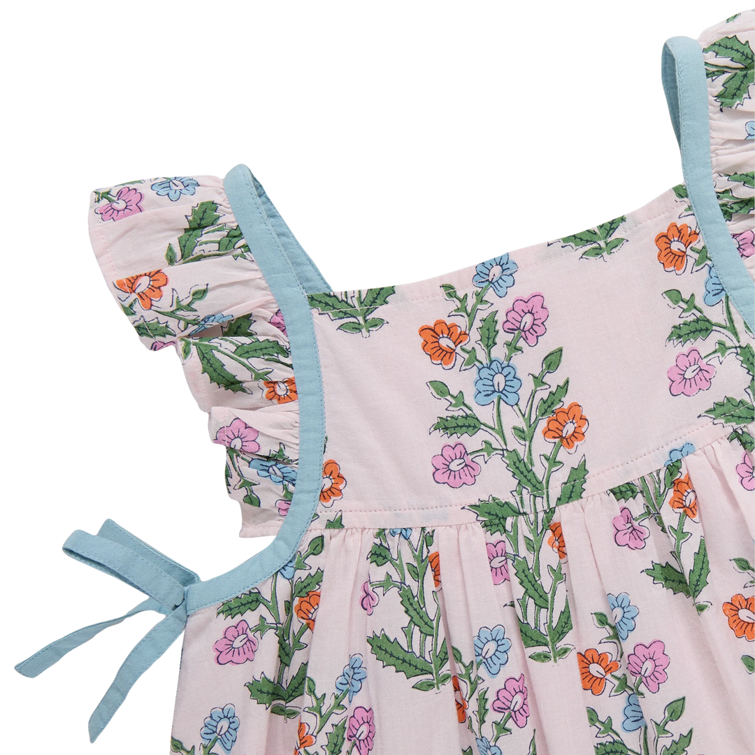 Baby Girls Ailee Dress Set - Pink Dewdrop Block Print