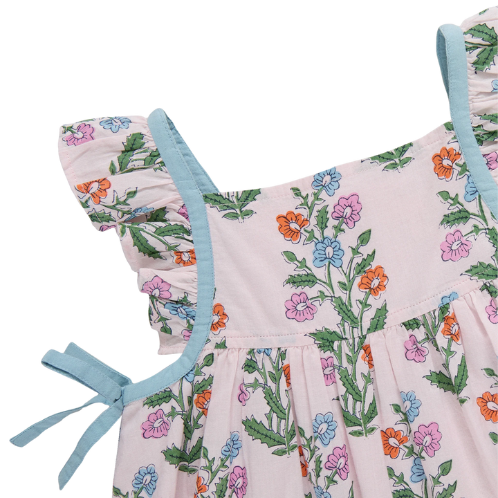 Baby Girls Ailee Dress Set - Pink Dewdrop Block Print