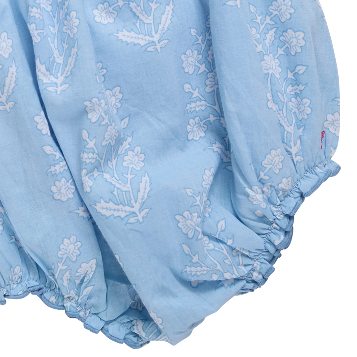 Baby Girls Harper Bubble - Blue Dewdrop Block Print