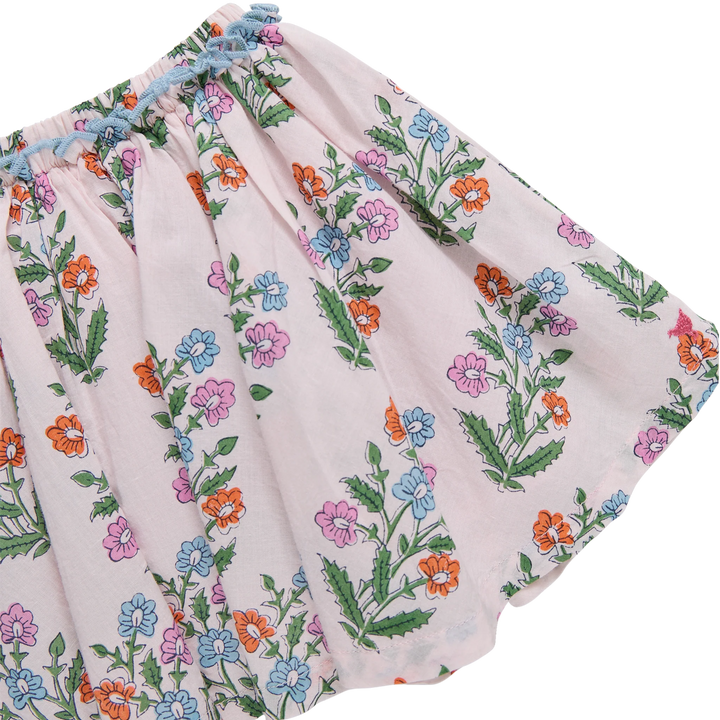 Girls Gianna Skirt - Pink Dewdrop Block Print