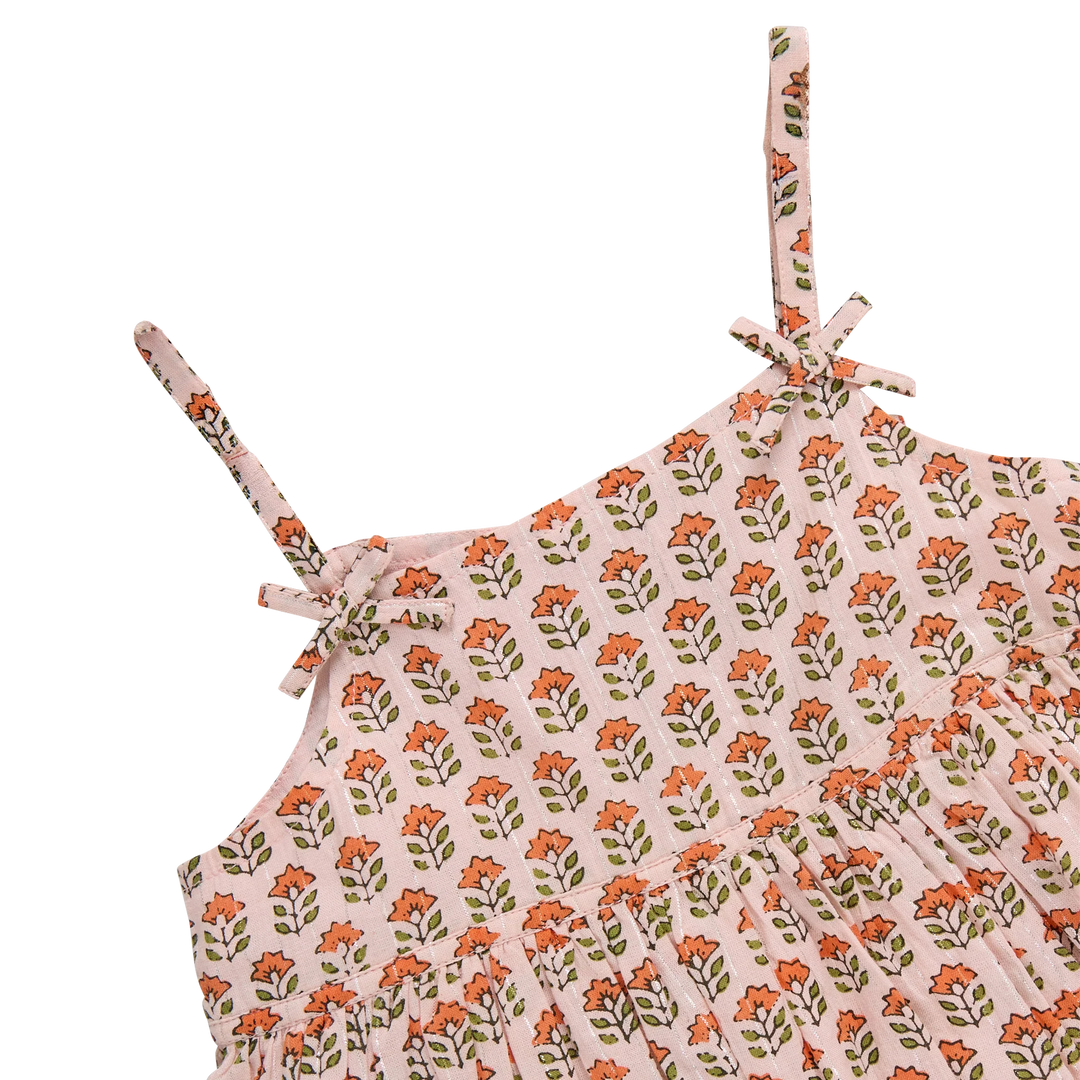 Baby Girls Tia Dress - Pink Prairie Block Print Dress