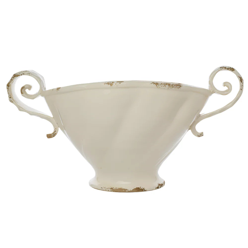 Scavo Twist Bowl with Handles - Cream