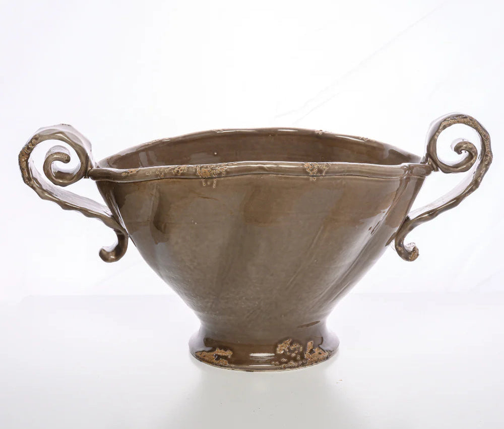 Scavo Twist Bowl with Handles - Taupe