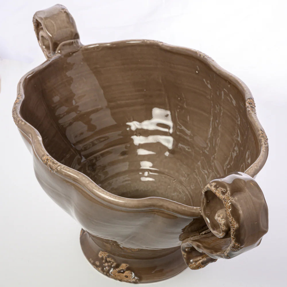 Scavo Twist Bowl with Handles - Taupe