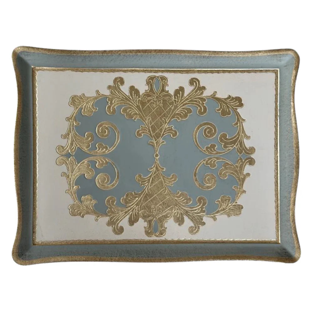 Florentino Baroque Rectangular Tray - Villa Blue