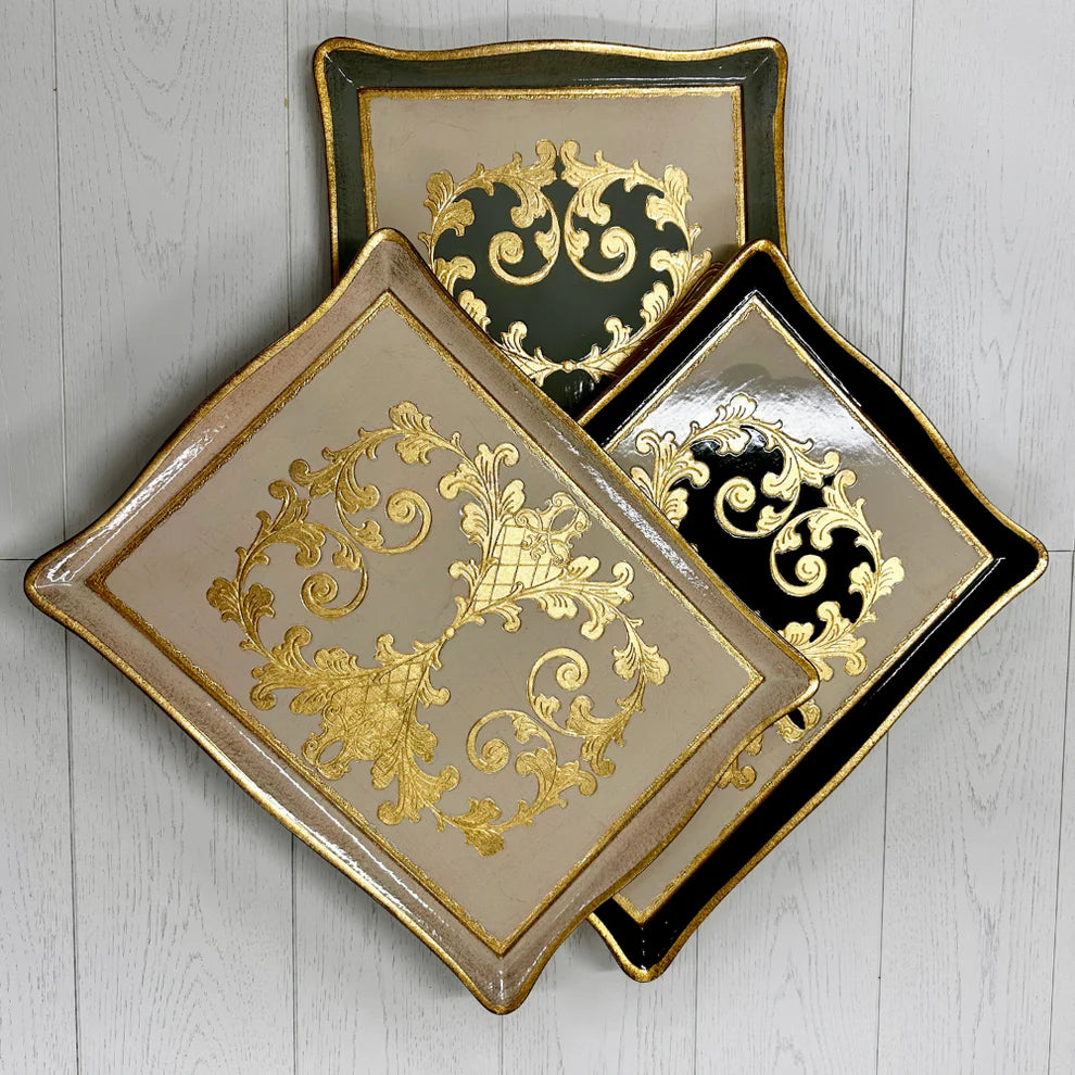 Florentino Baroque Rectangular Tray - Taupe