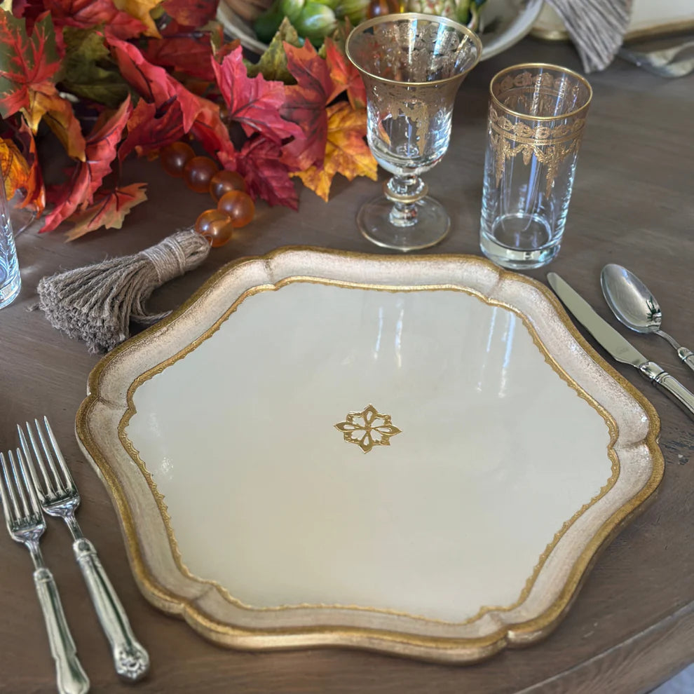 Florentino Baroque Wooden Charger - Taupe