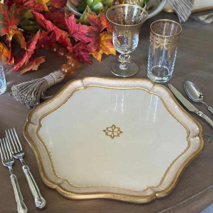 Florentino Baroque Wooden Charger - Taupe