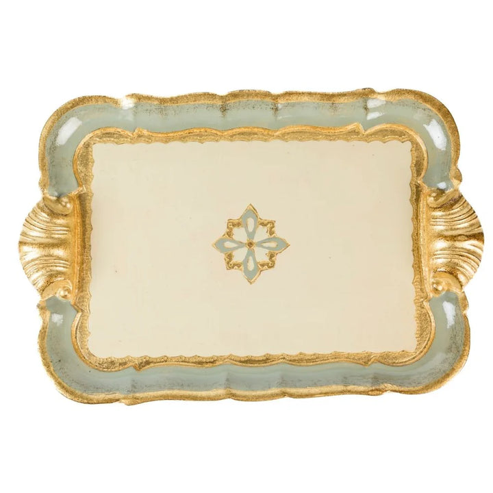 Small Florentino Baroque Wooden Tray - Villa Blue