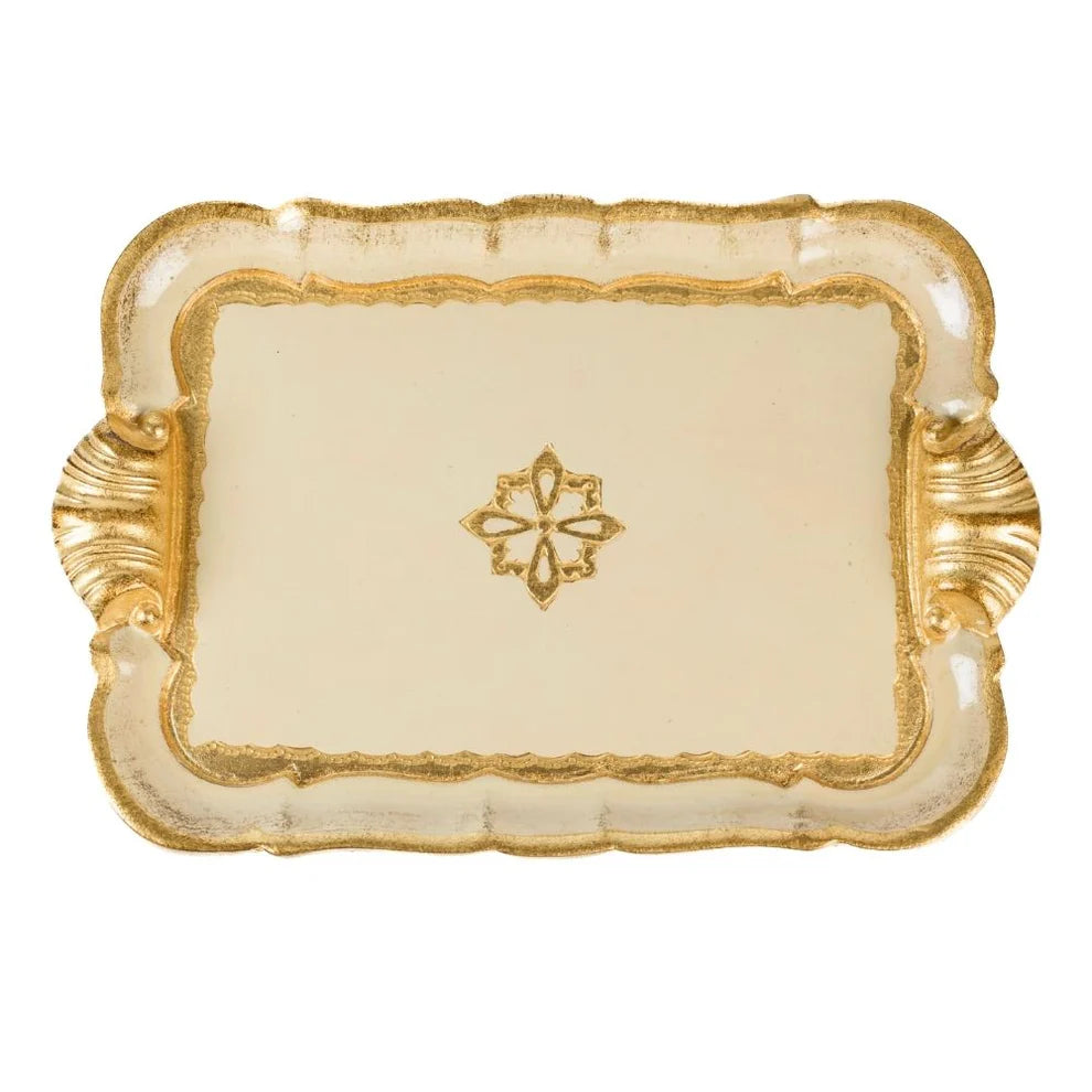 Small Florentino Baroque Wooden Tray - Taupe