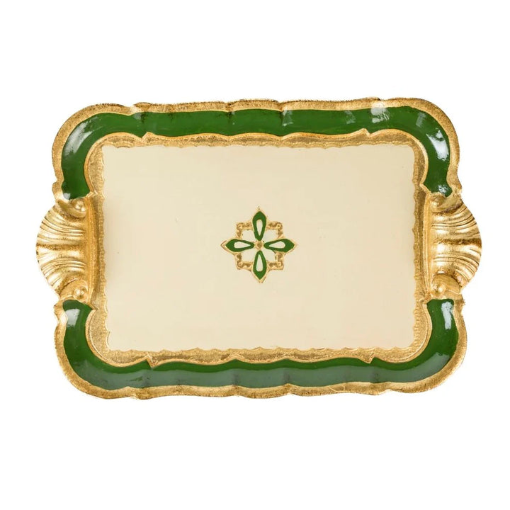 Small Florentino Baroque Wooden Tray - Green