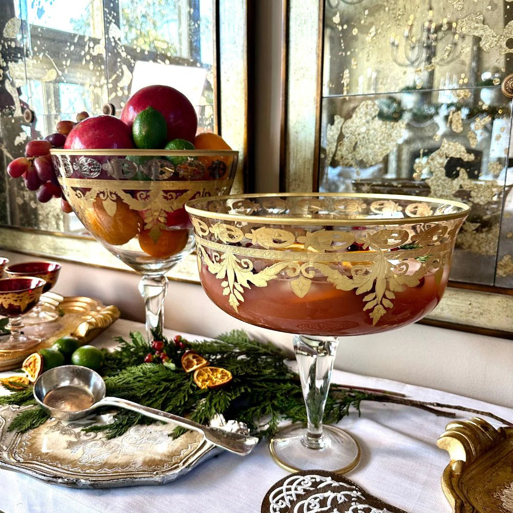 Vetro Gold Tall Footed Compote