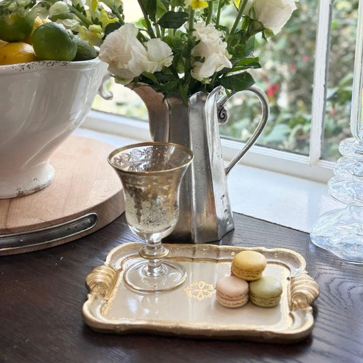 Small Florentino Baroque Wooden Tray - Taupe