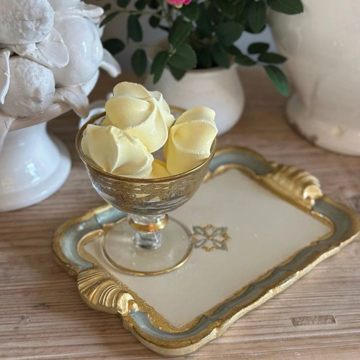Small Florentino Baroque Wooden Tray - Villa Blue