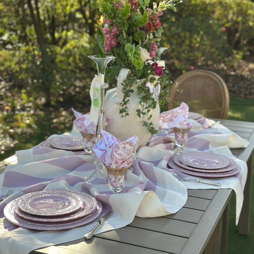 Portofino Bold Rosa Stripe Linen Table Square