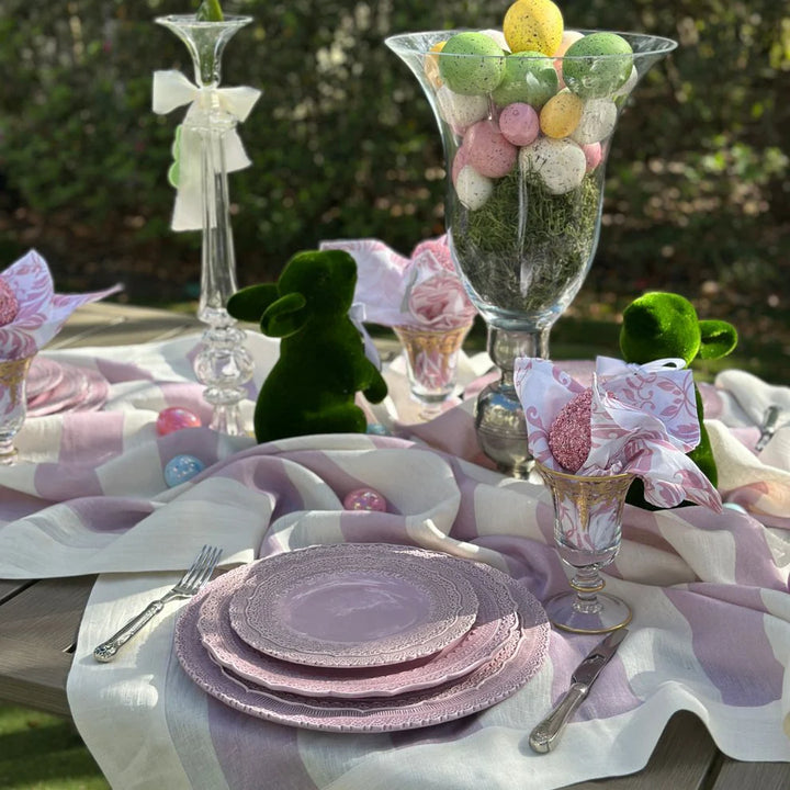 Portofino Bold Rosa Stripe Linen Table Square