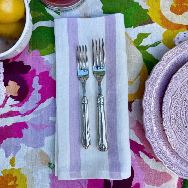 Portofino Bold Rosa Stripe Large Linen Napkin