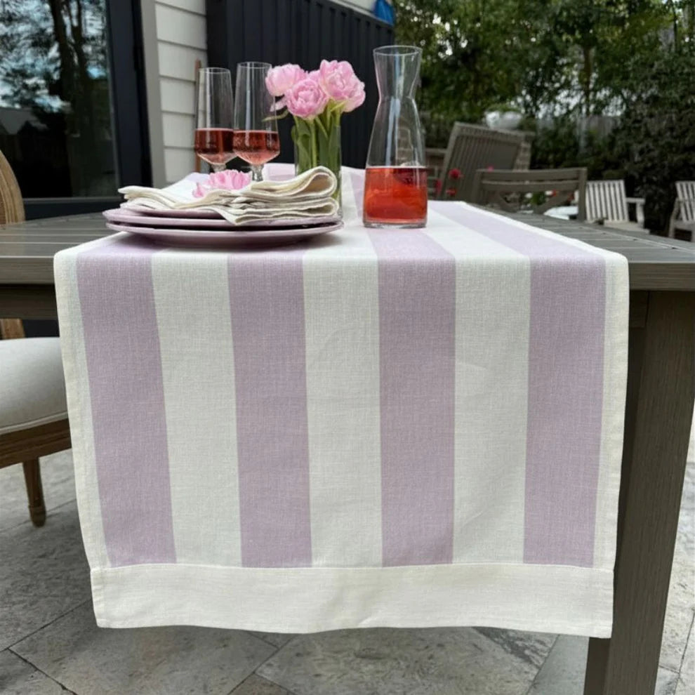 Portofino Bold Black Stripe Linen Table Runner