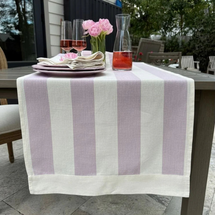 Portofino Bold Black Stripe Linen Table Runner