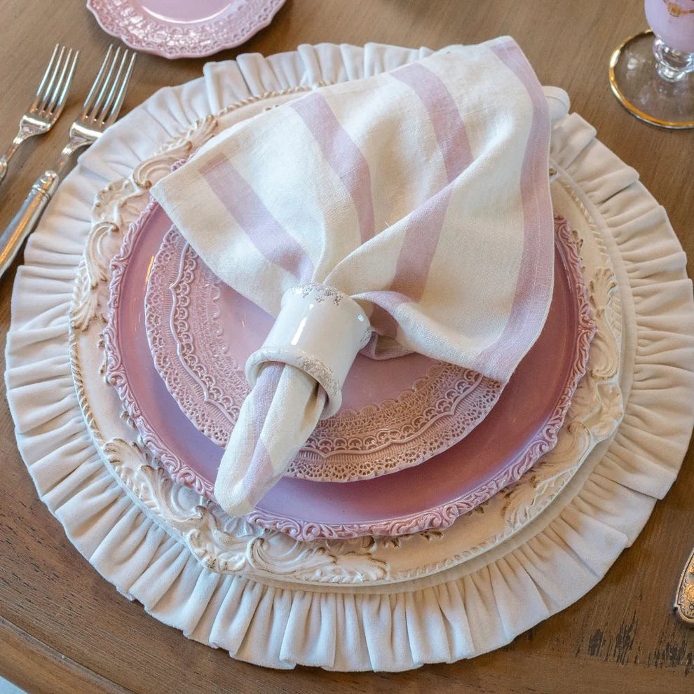 Portofino Bold Rosa Stripe Large Linen Napkin