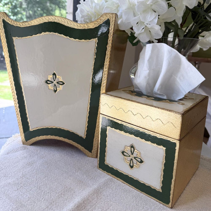 Florentino Baroque Wooden Wastebasket - Green