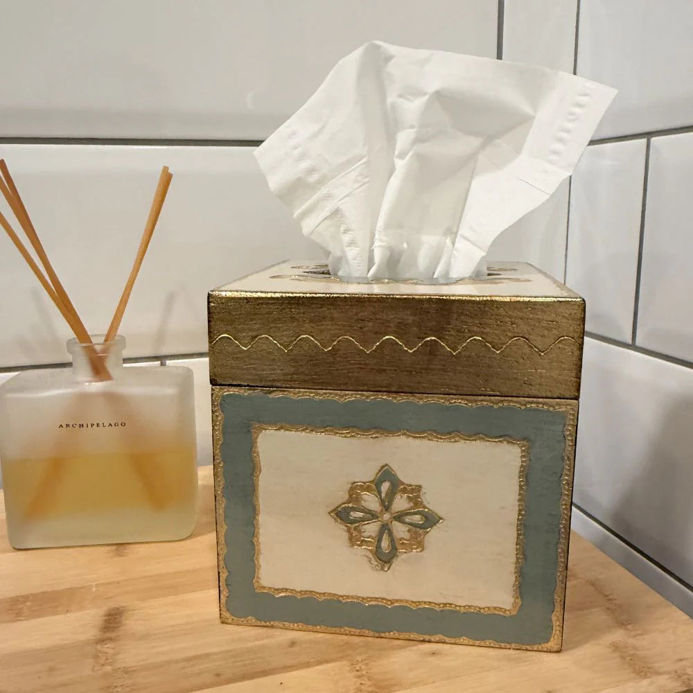 Florentino Baroque Wooden Tissue Box Cover - Villa Blue