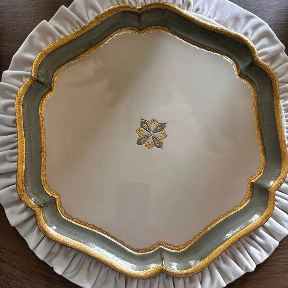 Florentino Baroque Wooden Charger - Villa Blue