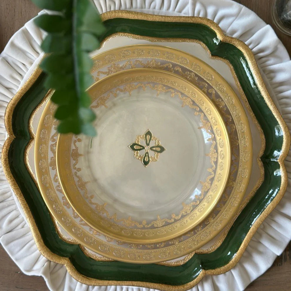 Florentino Baroque Wooden Charger - Green