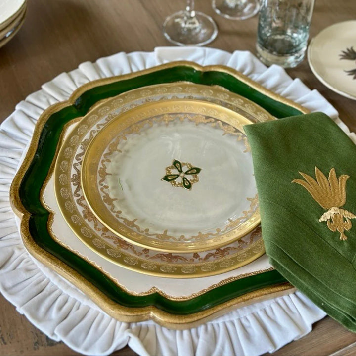 Florentino Baroque Wooden Charger - Green
