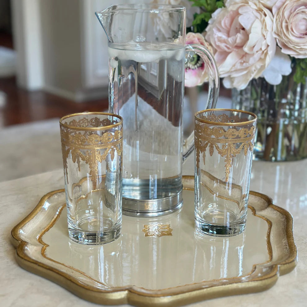 Florentino Baroque Wooden Tray - Taupe