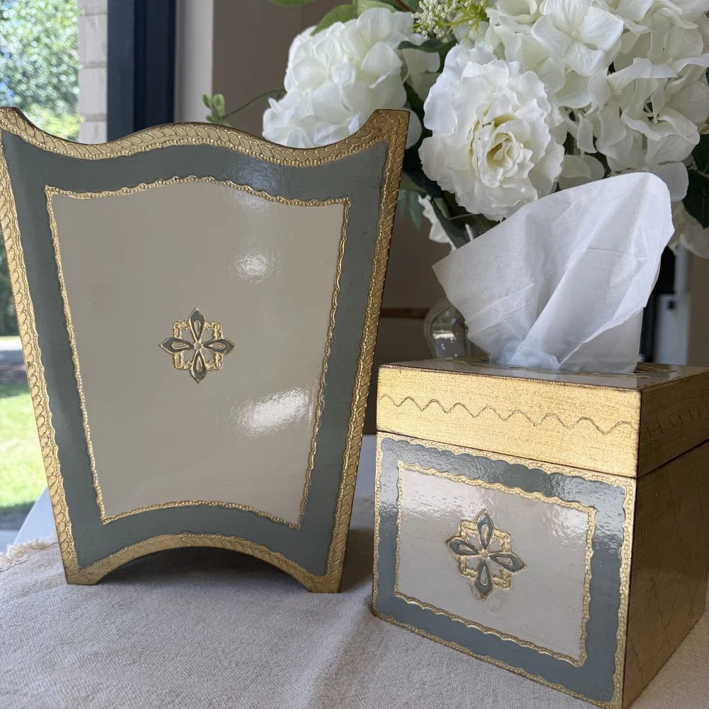 Florentino Baroque Wooden Tissue Box Cover - Villa Blue